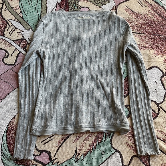 DKNY Ribbed Frill Pointelle Knit Cardigan Top🌬️ - Picture 7 of 8